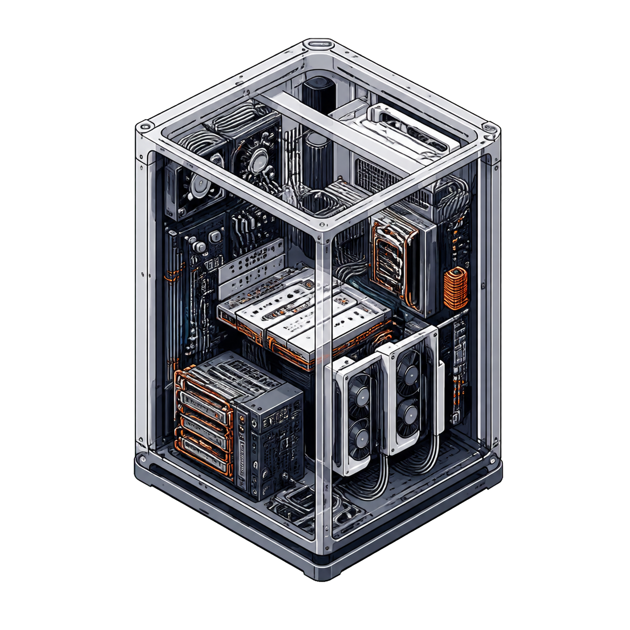 Cutaway illustration of the Zenobia agent operating inside an isolated hardware system